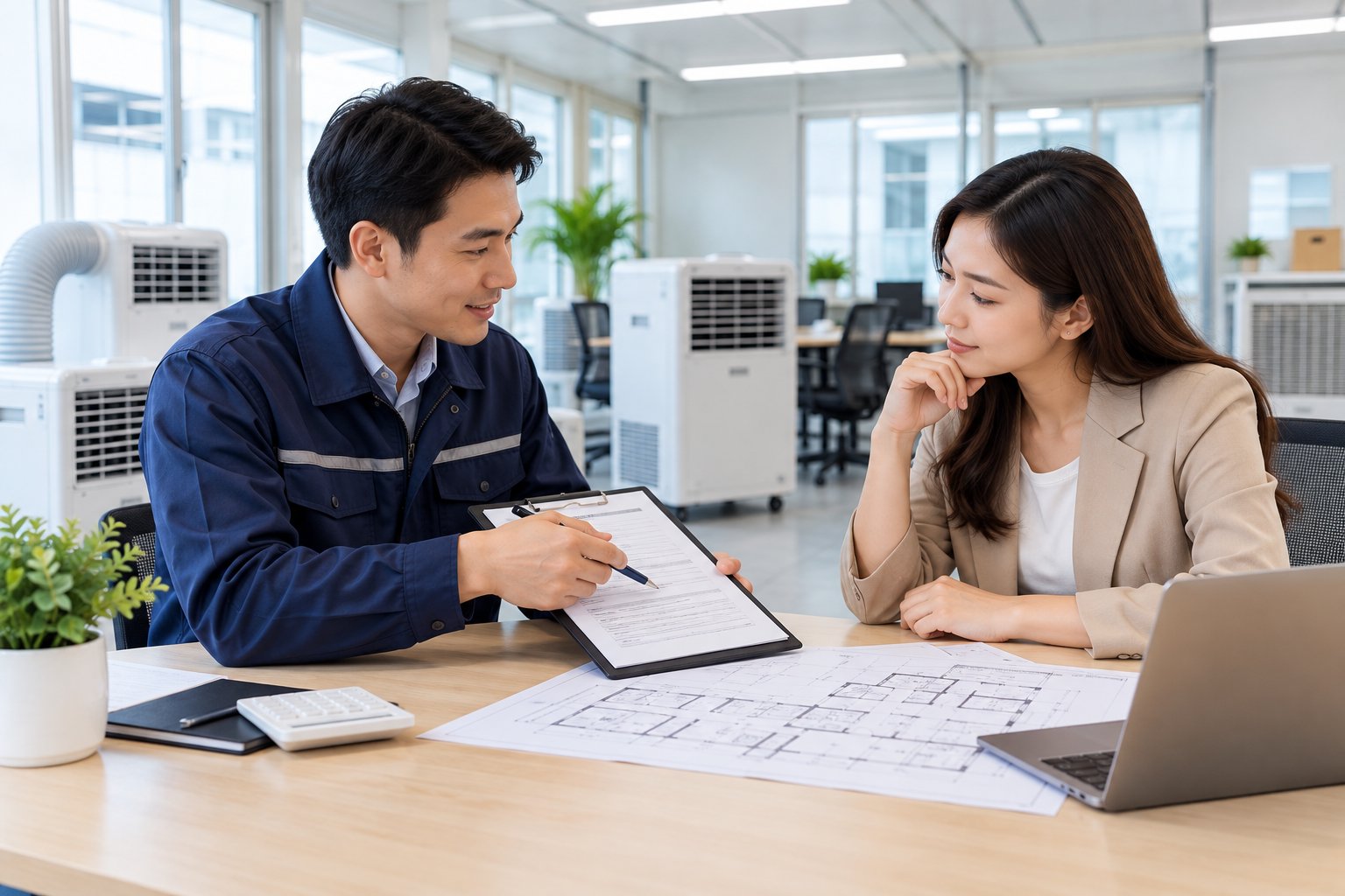 Ảnh minh hoạ: Thuê máy lạnh cho văn phòng tạm: Cách ước tính