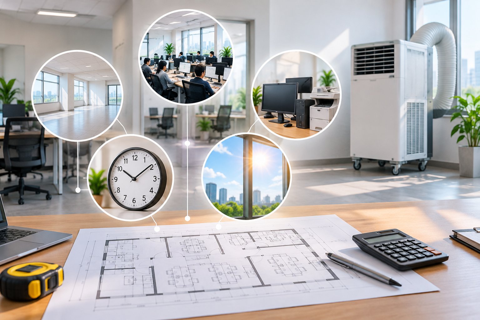 Ảnh minh hoạ: Thuê máy lạnh cho văn phòng tạm: Cách ước tính