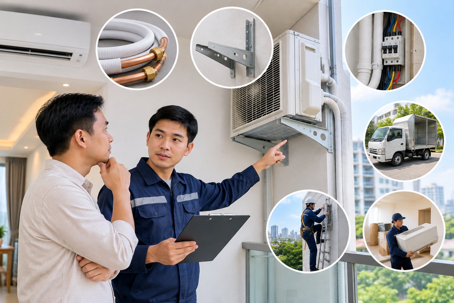 Ảnh minh hoạ: Chi phí lắp đặt máy lạnh thuê gồm những gì?